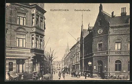 AK Euskirchen, Bahnhofstrasse mit Gebäudeansichten