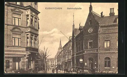 AK Euskirchen, Bahnhofstrasse mit Blick auf das Kaiserliche Postamt