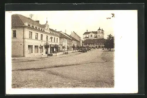 AK Prestice, Hauptstrasse mit Geschäften