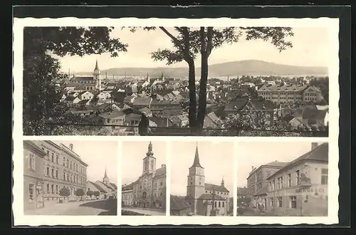 AK Rokycany, Gesamtansicht, Restaurant, Kirche, Rathaus