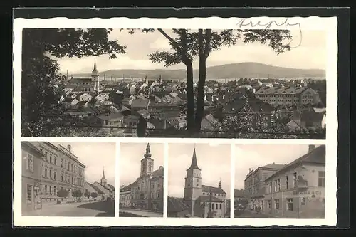 AK Rokycany, Gesamtansicht, Restaurant, Kirche, Rathaus