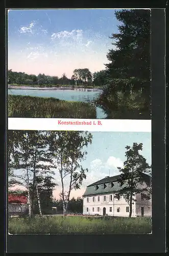 AK Konstantinsbad i. B., Partie am See, Gasthaus