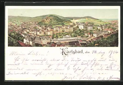 Lithographie Karlsbad, Teilansicht