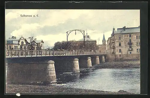 AK Falkenau a. E., Blick zur Brücke