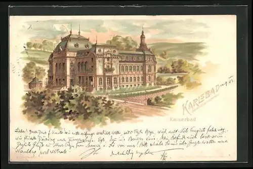 Lithographie Karlsbad, Kaiserbad