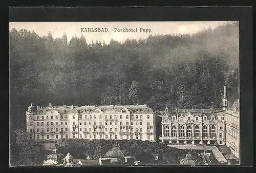 AK Karlsbad, Totalansicht des Parkhotels Pupp