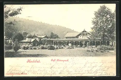 AK Karlsbad, Gäste im Café Kaiserpark