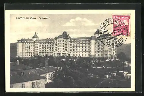 AK Karlsbad, Totalansicht des Hotel Imperial