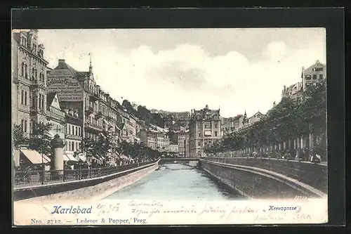 AK Karlsbad, Flusspartie an der Kreuzgasse