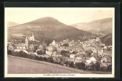 AK Graslitz, Ortsansicht mit Silberbacher-Strasse