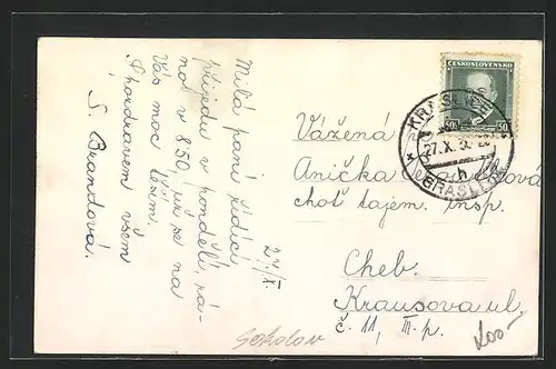 AK Graslitz, Ortsansicht aus der Vogelschau