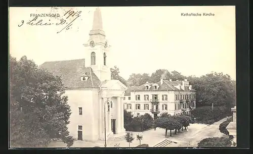AK Franzensbad, Blick auf katholische Kirche