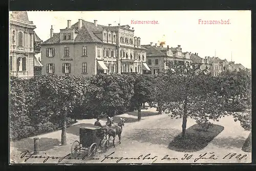 AK Franzensbad, Blick in die Kulmerstrasse, Kutsche