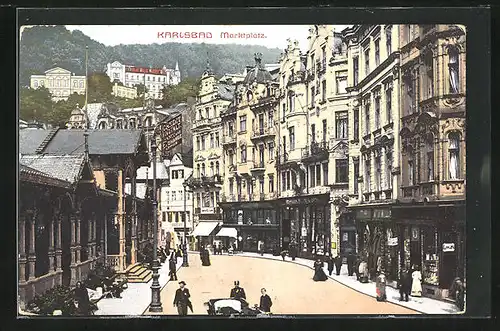 AK Karlsbad, Blick auf den Marktplatz