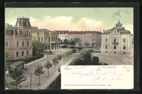 AK Eger, Strassenpartie am Theaterplatz