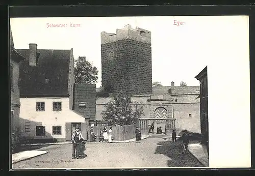 AK Eger, Schwarzer Turm im Ort