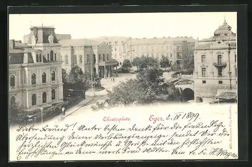 AK Eger, Strassenpartie am Theaterplatz