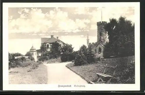 AK Franzensbad, Salingburg mit Aussichtsbank