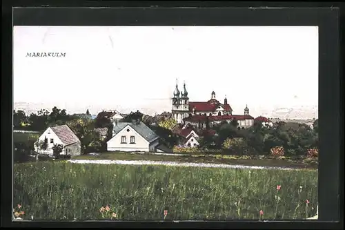 AK Maria Kulm, Blick vom Feld auf die Kirche