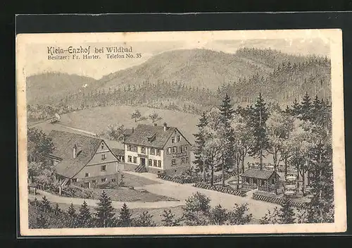 Künstler-AK Wildbad, Hotel Klein-Enzhof