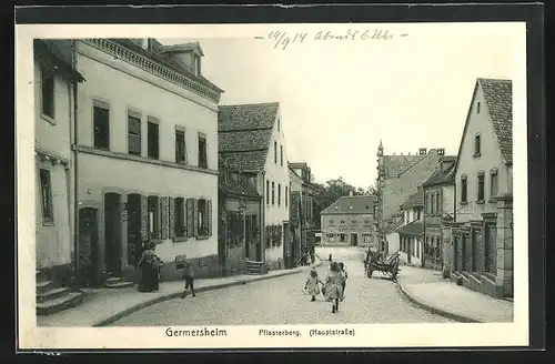 AK Germersheim, Pflasterberg und Hauptstrasse mit Kindern