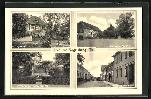 AK Vogelsberg i. Th., Pfarre, Schule und Kirche, Kriegerdenkmal 1914-18