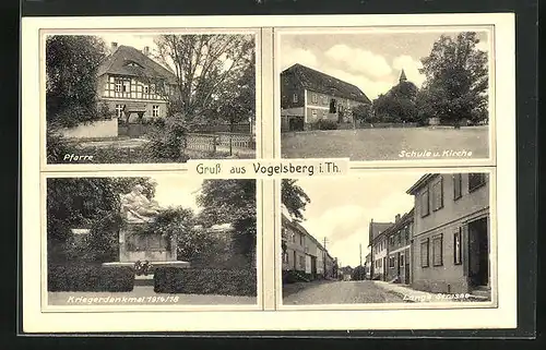 AK Vogelsberg i. Th., Pfarre, Schule und Kirche, Kriegerdenkmal 1914-18