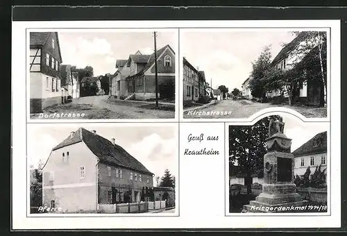 AK Krautheim, Pfarre, Dorfstrasse, Kriegerdenkmal 1914-18