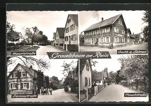 AK Grauelsbaum am Rhein, Gasthaus zum Salmen, Hauptstrasse, Dammstrasse