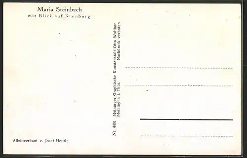 Künstler-AK Maria Steinbach, Teilansicht mit Blick auf Kronburg