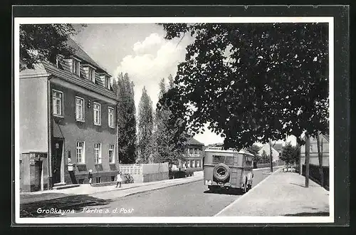 AK Grosskayna, Partie an der Post mit Autobus