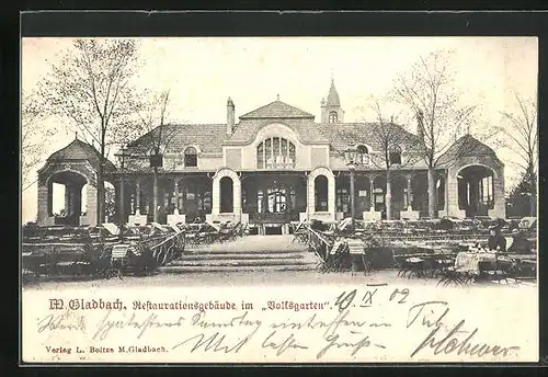 AK M. Gladbach, Restaurant im Volksgarten