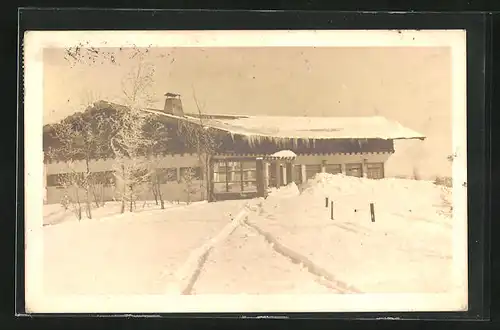 Foto-AK Oy /Allgäu, Café Sonnenterrasse im Schnee