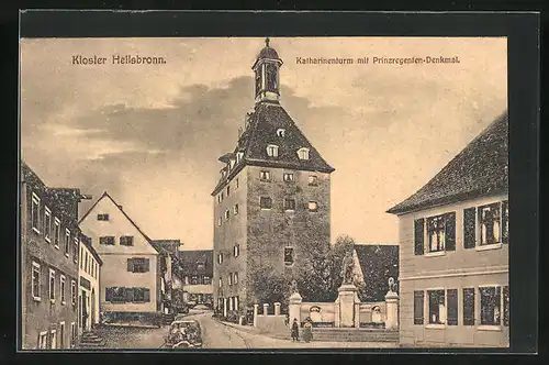 AK Heilsbronn, Kloster, Katharinenturm mit Prinzregenten-Denkmal