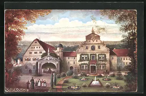 Künstler-AK Stetten i. R., Schloss mit Garten