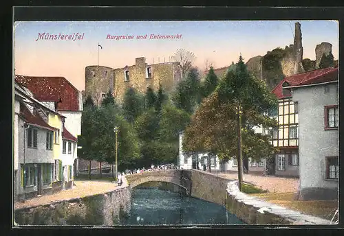 AK Münstereifel, Burgruine und Entenmarkt