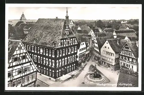 AK Markgröningen, Marktplatz mit Brunnen