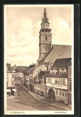 AK Langensalza, Kornmarkt mit Gasthof zum Löwen