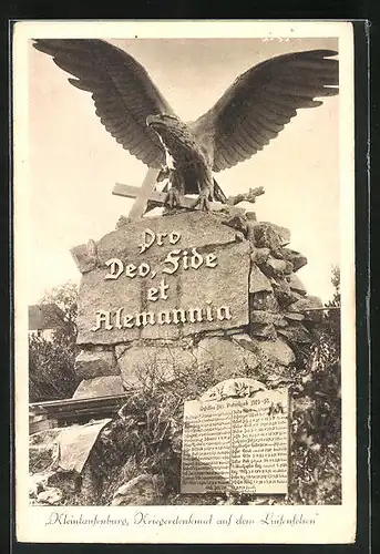 AK Kleinlaufenburg, Kriegerdenkmal auf dem Luisenfelsen