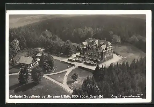 AK Ilmenau /Thür., Kurhotel Gabelbach, Fliegeraufnahme