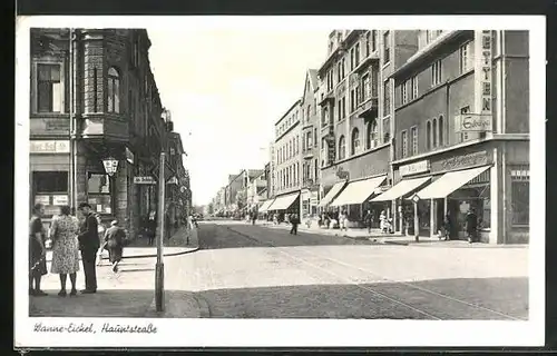 AK Wanne-Eickel, Hauptstrasse mit Geschäften