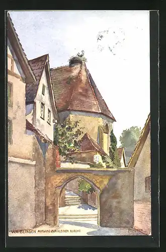 Künstler-AK Waiblingen, Aufgang zur kleinen Kirche