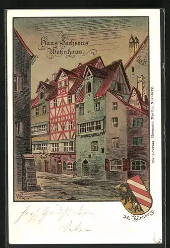 Künstler-AK Alt-Nürnberg, Hans Sachsens Wohnhaus