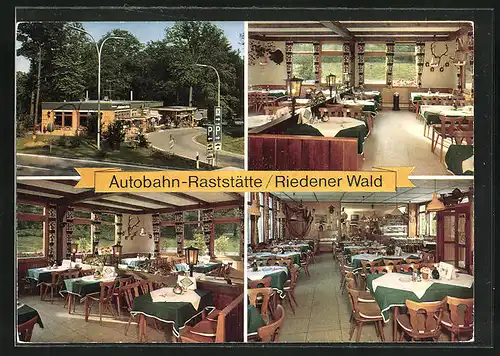 AK Hausen bei Würzburg, Autobahn-Raststätte Riedener Wald, Innenansichten