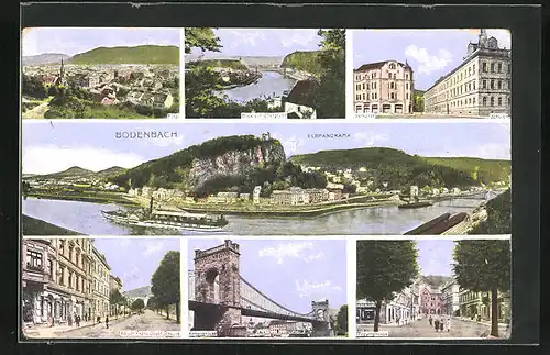 AK Tetschen-Bodenbach / Decin, Mozartstrasse, Kaiser Franz Josef-Strasse, Sparkasse