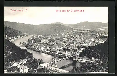 AK Tetschen-Bodenbach / Decin, Blick von der Schäferwand