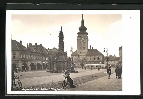 AK Saaz, Denkmal auf dem Ringplatz