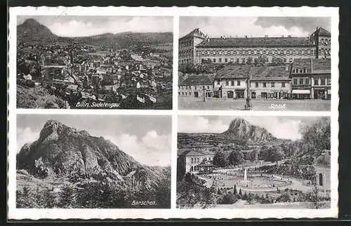 AK Bilin / Bilina, Panorama, Sauerbrunn, Schloss
