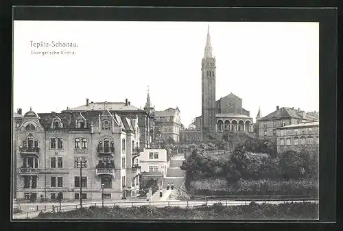 AK Teplitz Schönau / Teplice, Evangelische Kirche