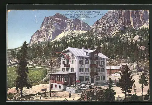 AK Cortina, Hotel Falzarego, Dolomitenstrasse